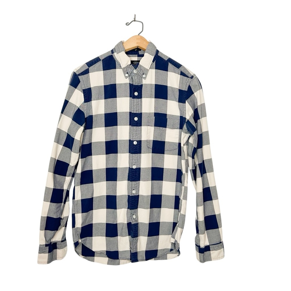 J. Crew Mens Oxford Slim Fit Long Sleeve Plaid Button‎ Front Shirt Small S